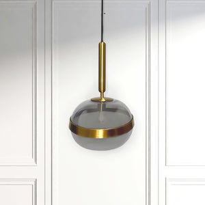 Nova - Brass Mid-Century Modern Pendant Light with Smoked Glass