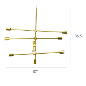 Sloan - Adjustable 8-Light Iron Sputnik Chandelier in Brass Finish