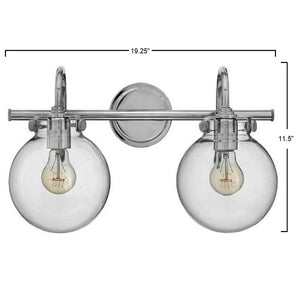 Taft 2 Light - Bathroom Vanity Light with Clear Glass Globe Shades