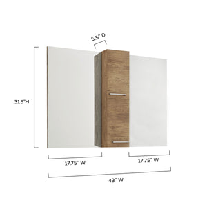 Selene 43" Natural, Modern Medicine Cabinet with Dual Mirrors