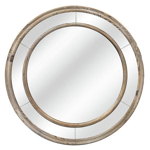 Becket - 26" Round Mirror with Double Wood Circle Frame
