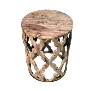 Sari – Natural Mid-Century Modern Solid Sheesham Wood, Round End Table