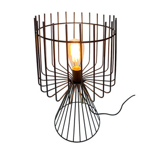Lana - 20” Industrial Metal Table Lamp with Iron Cage Shade and Base