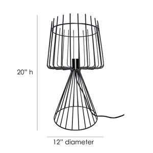 Lana - 20” Industrial Metal Table Lamp with Iron Cage Shade and Base