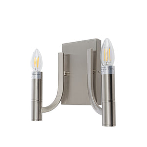 Theory Curved Arm Candle Wall Sconce Light in Brushed Nickel