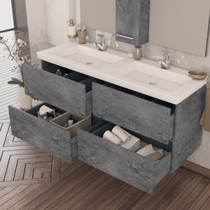 Alexander - 48" Grey, Modern Floating Double Vanity