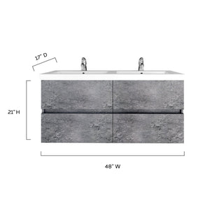 Alexander - 48" Grey, Modern Floating Double Vanity