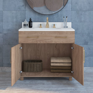 Durham - 36" Tiger Skin, Mid-Century Modern Freestanding Vanity