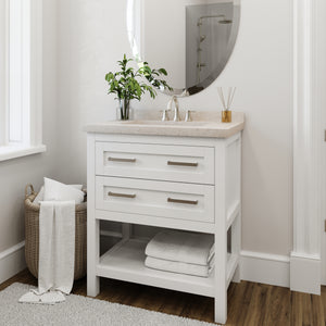 Easton – 30” White Coastal Farmhouse Freestanding Vanity