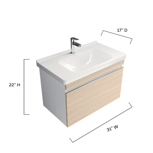 Woody - 31" Cream Oak Modern Floating Vanity