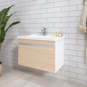 Woody - 31" Cream Oak Modern Floating Vanity