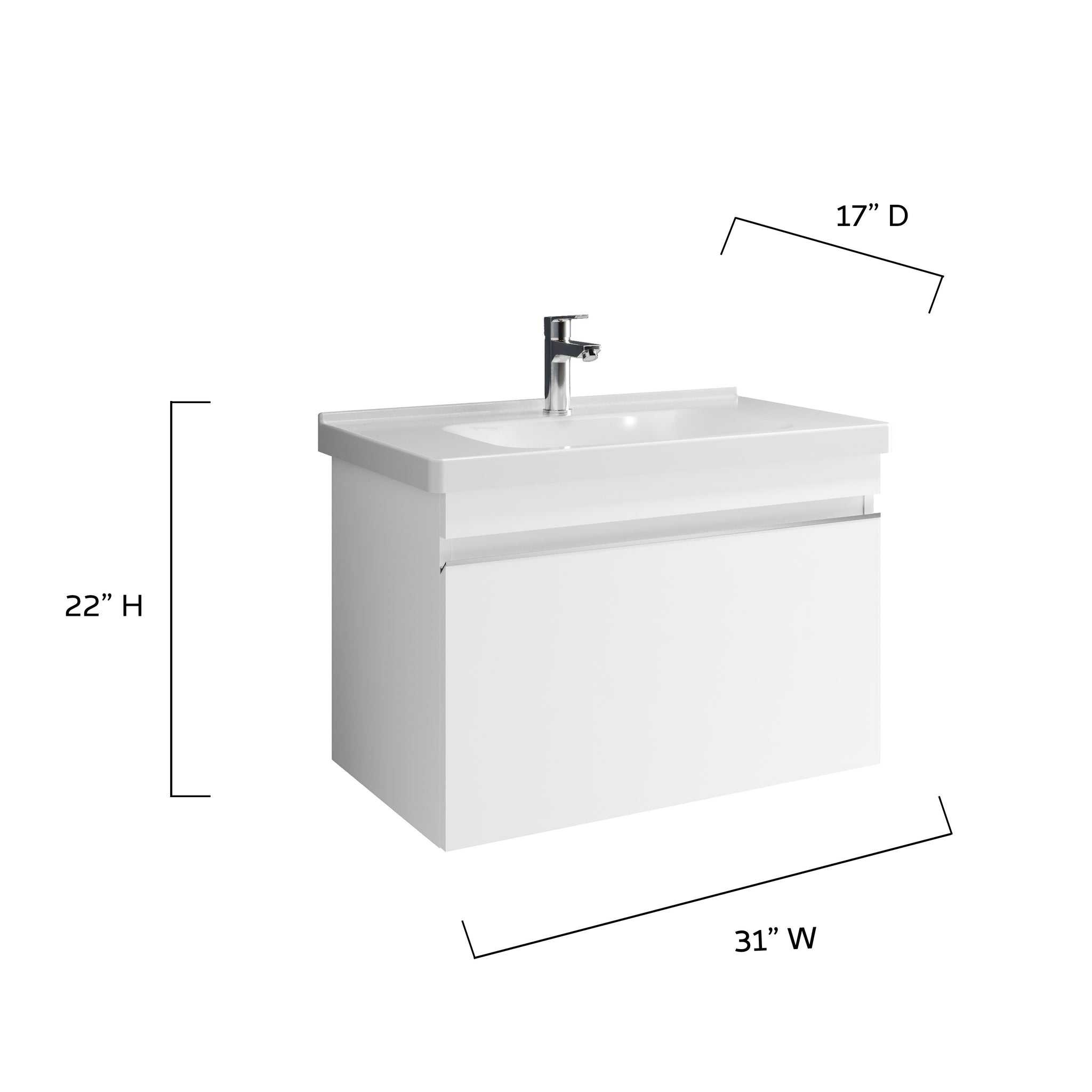 35"/40" Modern Floating Bathroom Vanity Set With Single Sink  White and