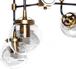 Everly - Clear Glass Globe 8-Light Chandelier - Industrial Modern Metal Black and Gold