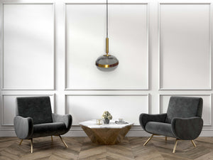 Nova - Brass Mid-Century Modern Pendant Light with Smoked Glass