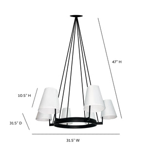 St. James - Mid-Century Modern Black 6-Light Chandelier
