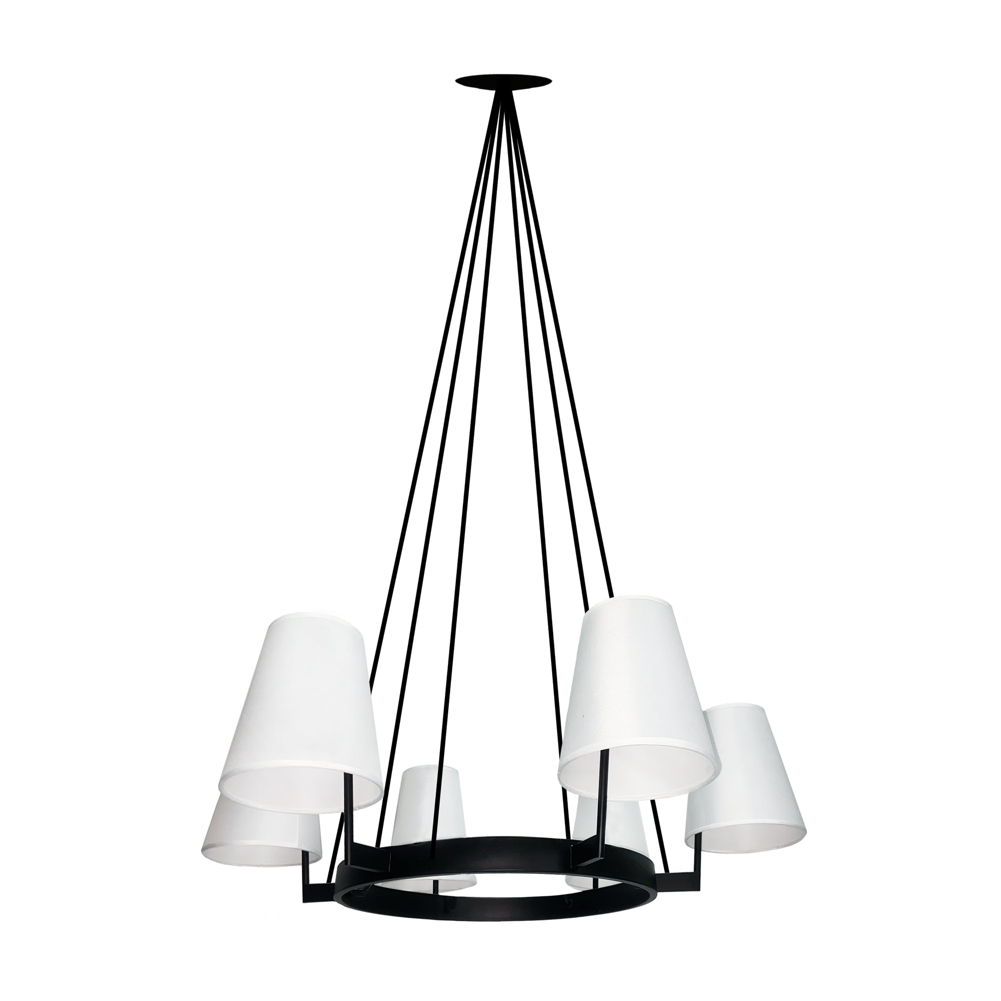 St. James - Mid-Century Modern Black 6-Light Chandelier