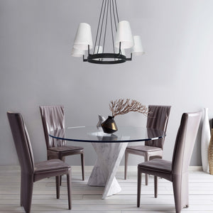 St. James - Mid-Century Modern Black 6-Light Chandelier