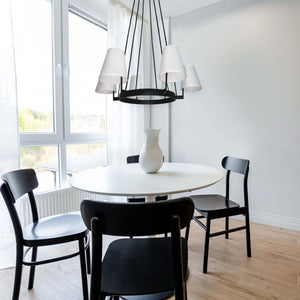 St. James - Mid-Century Modern Black 6-Light Chandelier