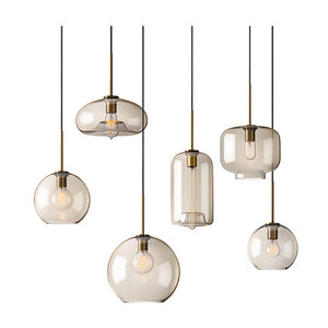 Kempton 8" Mid-Century Cognac Glass Globe Pendant Light