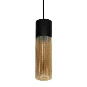 Calypso 14" Black and Amber Cylinder Pendant Light