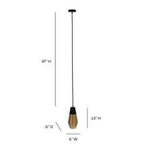 Calypso 13" Black and Amber Geometric Pendant Light
