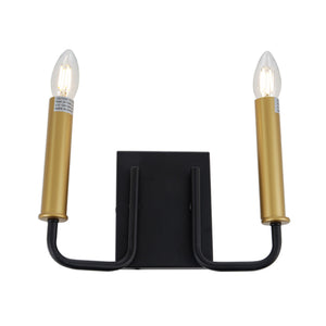 Rita Black and Gold Industrial Farmhouse Wall Sconce with Candles