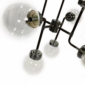 Zara - Metal Industrial 8-Light Chandelier with Glass Globe Shades