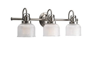 Rusnak - Brushed Nickel and Glass 3 Light Bathroom Vanity Light