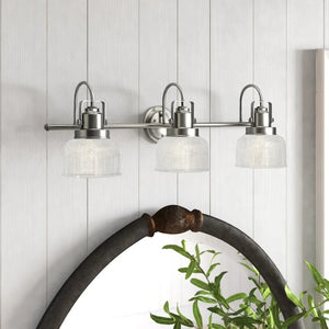 Rusnak - Brushed Nickel and Glass 3 Light Bathroom Vanity Light