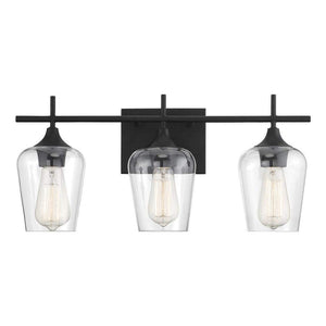 Emma - Large Black Metal 3-Light Bathroom Vanity Light with Clear Glass Shades Vanity Sconce