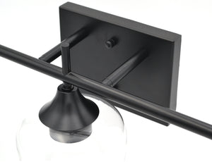 Emma - Large Black Metal 3-Light Bathroom Vanity Light with Clear Glass Shades Vanity Sconce