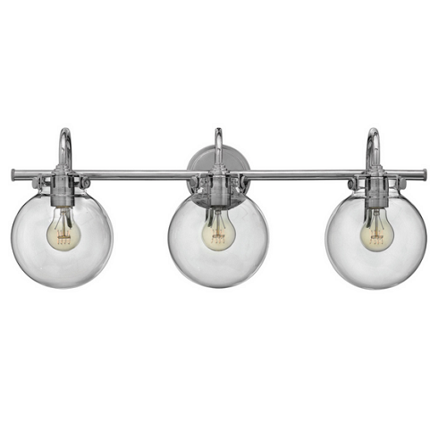 Taft 3 Light - Bathroom Vanity Light with Clear Glass Globe Shades