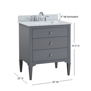 Raya - 30" Grey, Farmhouse Transitional Freestanding Vanity