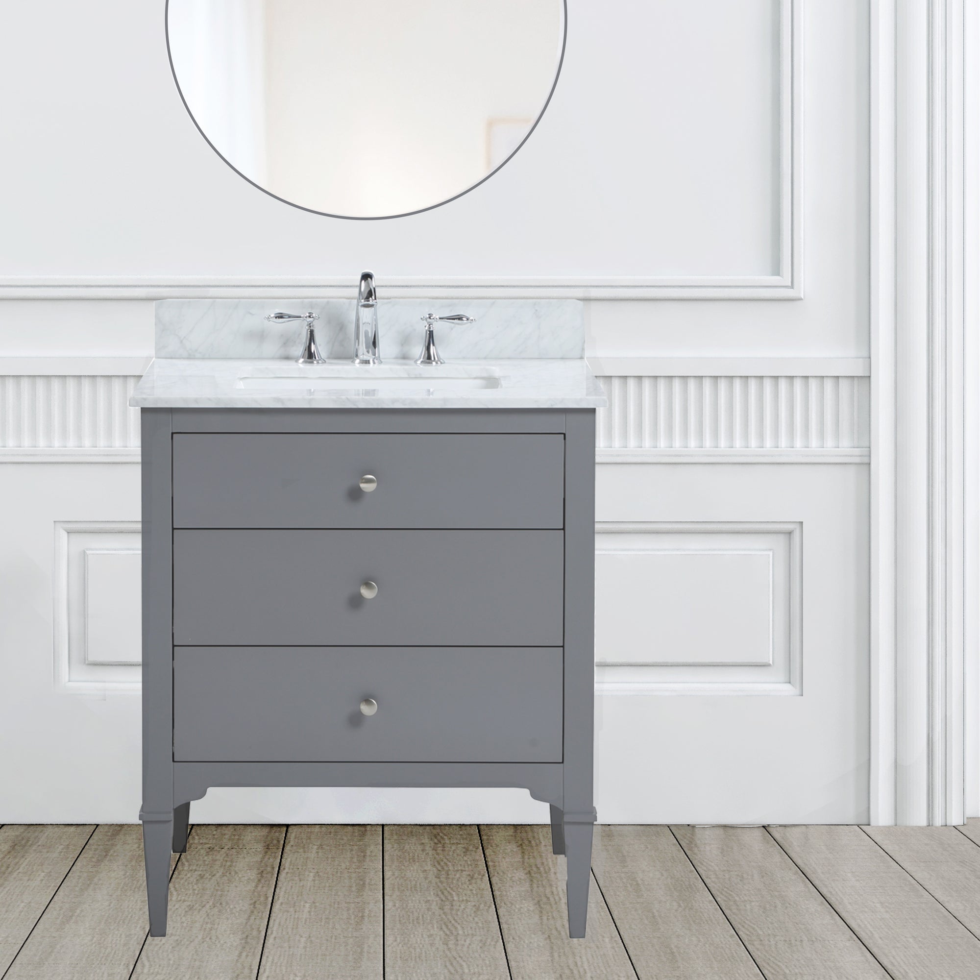Raya - 30" Grey, Farmhouse Transitional Freestanding Vanity