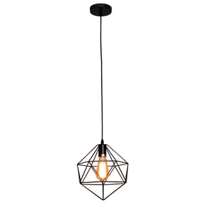 Jackson - Hanging Black Metal Pendant Light Wrought Iron Geometric Cage Design