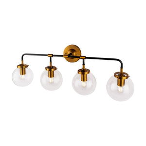 Everly - Globe 4-Light Globe Vanity Sconce - Black and Gold
