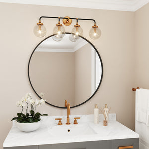 Everly - Globe 4-Light Globe Vanity Sconce - Black and Gold