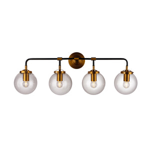 Everly - Globe 4-Light Globe Vanity Sconce - Black and Gold