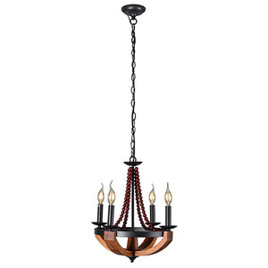 Arden Beaded 4-Light Wood and Metal Chandelier