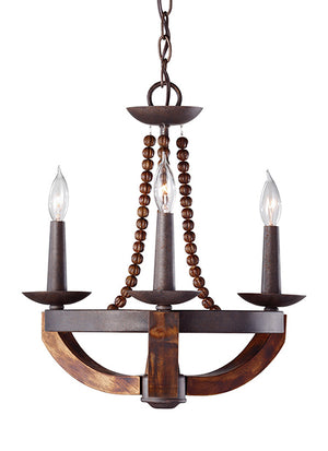 Arden Beaded 4-Light Wood and Metal Chandelier