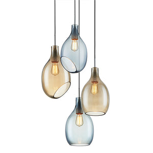 Rayna Modern Hand Blown Amber Glass Pendant Light