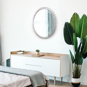 Slate - 29" Round Mirror with Wired Metal Frame