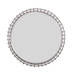 Slate - 29" Round Mirror with Wired Metal Frame