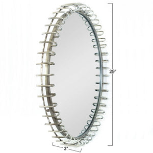 Slate - 29" Round Mirror with Wired Metal Frame