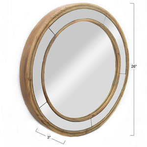 Becket - 26" Round Mirror with Double Wood Circle Frame