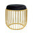 Alana - Round End Table/Accent Stool with Gold Metal Cage Base and Black Fabric Covered Top