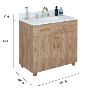 Durham - 36" Tiger Skin, Mid-Century Modern Freestanding Vanity