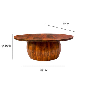 Augustine – Dark Natural, Solid Mango Wood Modern Coffee Table