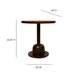 Sutton – Dark Walnut, Solid Mango Wood Modern Pedestal End Table