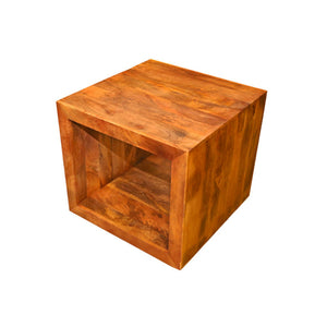 Fresno Wooden End Table with Open Interior, 24-Inch Square Accent Stand